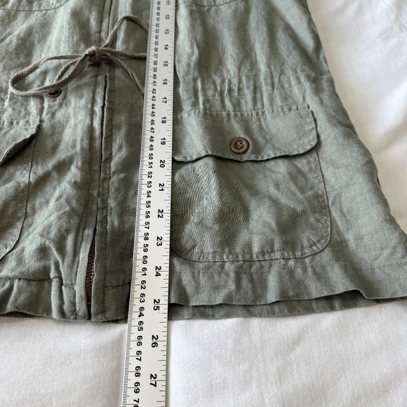St. Tropez Women's 100% Linen Front Zip Vest with Hood Gray M Lagenlook Festival - Picture 11 of 13